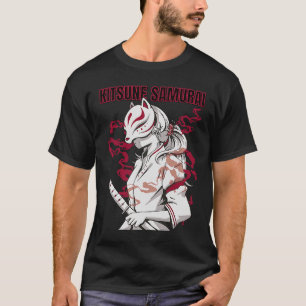 Kitsune Samurai Japanese Mask Fox Aesthetic Inari T-Shirt