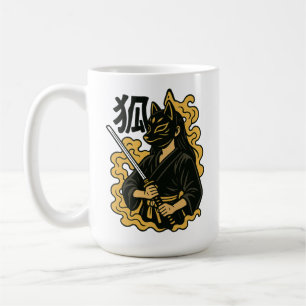 Kitsune Samurai Warrior – Japanese Fox Mask Art Coffee Mug