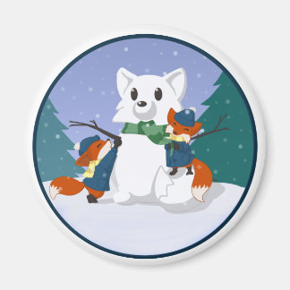 Kitsune Snow Day Magnets