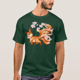 Kitsune Yokai Fo Fantasy Japanese Folklore Cherry T-Shirt