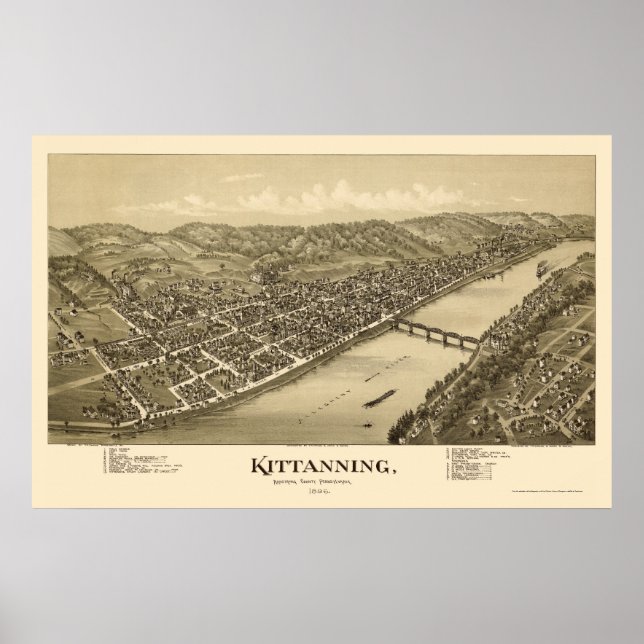 Kittanning, PA Panoramic Map - 1896 Poster (Front)