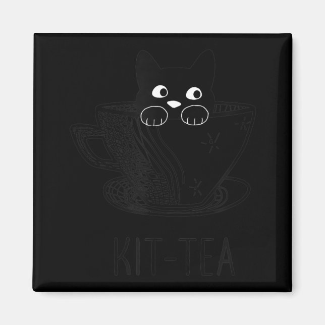 KitTea Cat Lover Cute And Fun Black Cat  Magnet (Front)