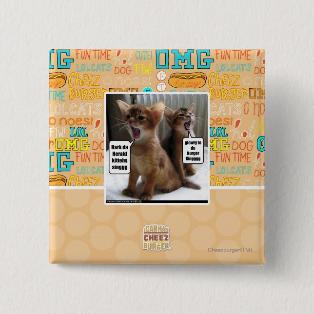 Kitteh carols 15 cm square badge (Front)