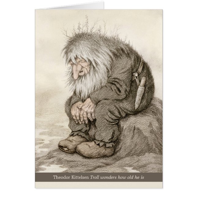 Kittelsen Troll wonders how old he is CC0231 Card (Front)