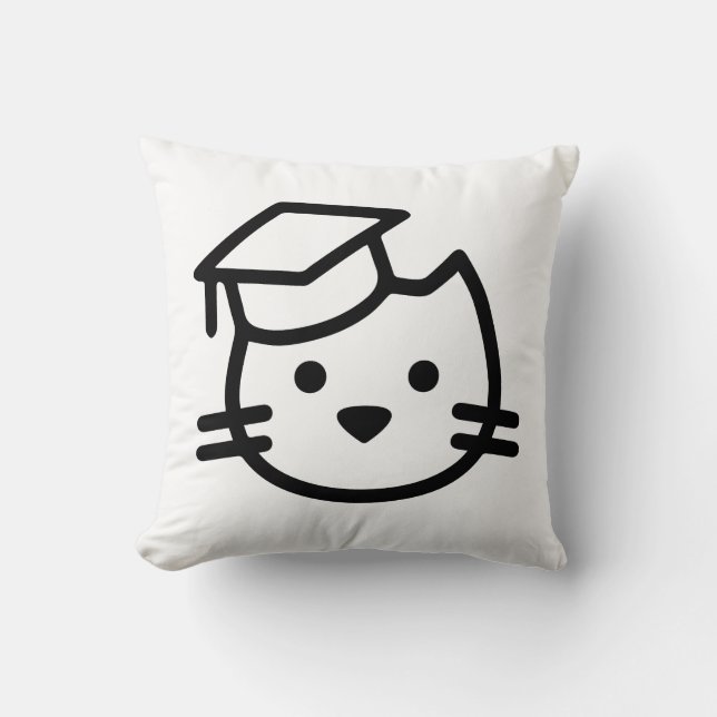 Kitten Academy Plain Logo Throw Pillow (Front)