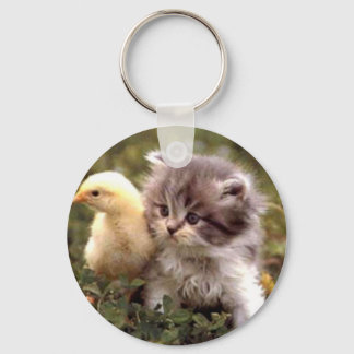 Kitten and Baby Chick Key Ring
