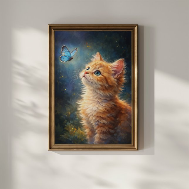 Kitten and Blue Butterfly Poster (Creator Uploaded)