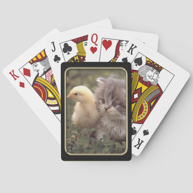 Kitten and Duckling Photo Art Playing Cards (Back)