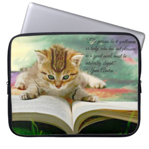 Kitten and Funny Jane Austen Quote Laptop Cover