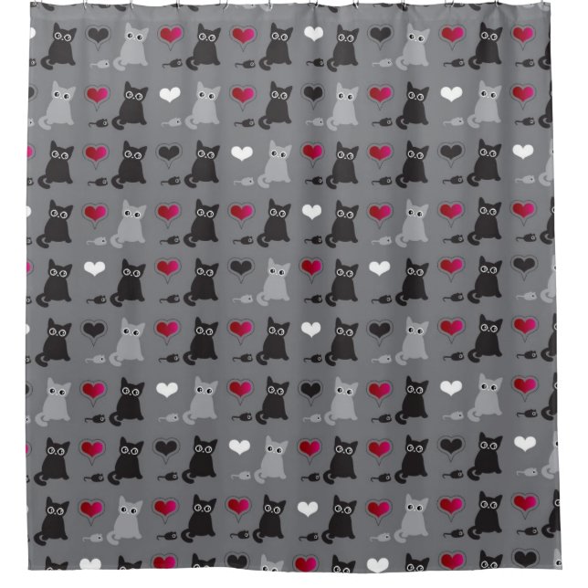 kitten and mice pattern shower curtain (Front)