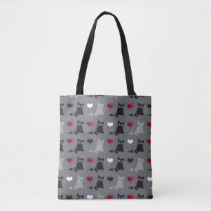kitten and mice pattern tote bag