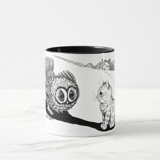 Kitten and Owl, Louis Wain Mug (Center)