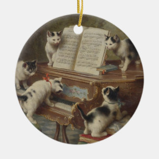 Kitten and piano ceramic tree decoration