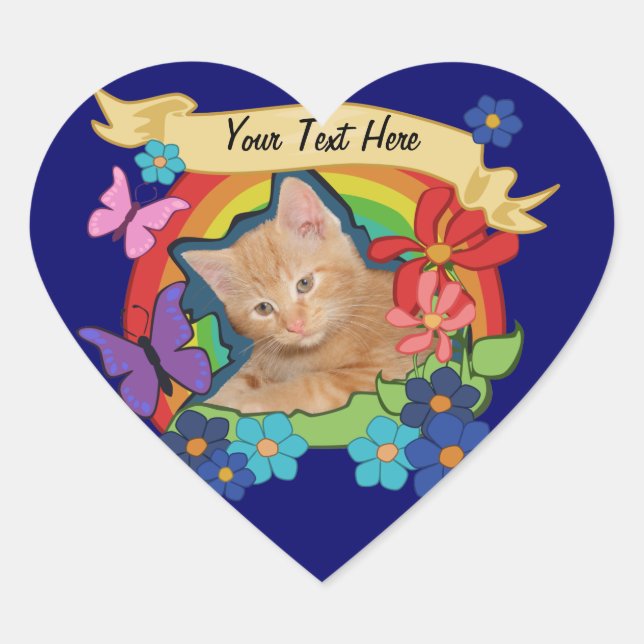 Kitten and Rainbow Heart Stickers (Front)