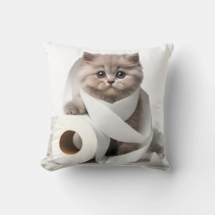 kitten and toilet paper cushion