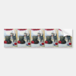 Kitten at Santa's Boot Bumper Sticker