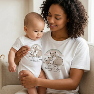 Kitten Baby First Mother’s Day Soft Pastel Rainbow Bodysuit