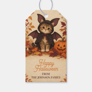 Kitten Bat Costume Halloween Personalised Gift Tag