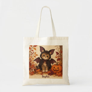 Kitten Bat Costume Halloween Personalised Tote Bag