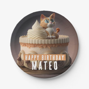 Kitten Birthday Cake -  Paper Plate