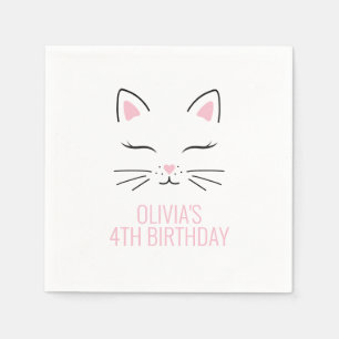 Kitten Birthday party napkins pink