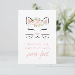 Kitten Birthday Party thank you cards floral kitty