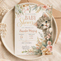 Kitten Blush Pink Floral Baby Shower