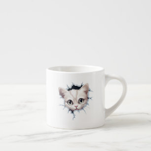Kitten Breaking Through Espresso Cup