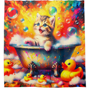 Kitten Bubble Bath Shower Curtain