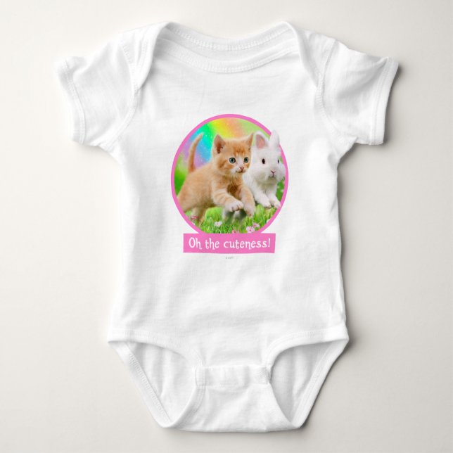 Kitten & Bunny with Rainbow Baby Bodysuit (Front)