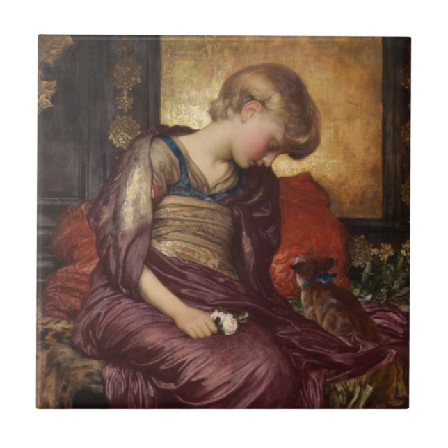 Kitten (by Frederic Leighton) Ceramic Tile (Front)