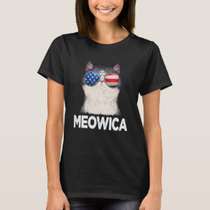 Kitten Cat American Flag 4th Of July Meowica T-Shirt