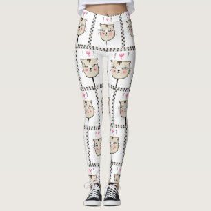 Kitten/Cat and hearts leggings