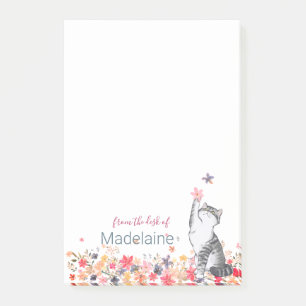 Kitten Cat Lovers Floral Personal Post-it Notes