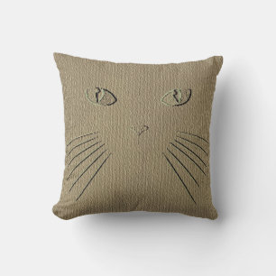 Kitten Cat Pillow, Brown with green eyes Cushion
