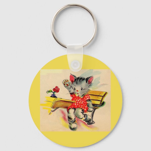 kitten cat student key ring (Front)