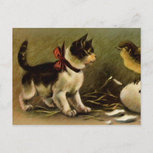 Kitten & Chick Easter Postcard