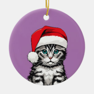 Kitten Christmas Ceramic Ornament