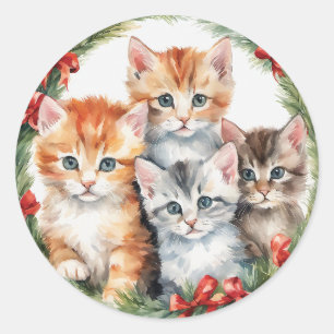 Kitten Christmas Ornaments Classic Round Sticker