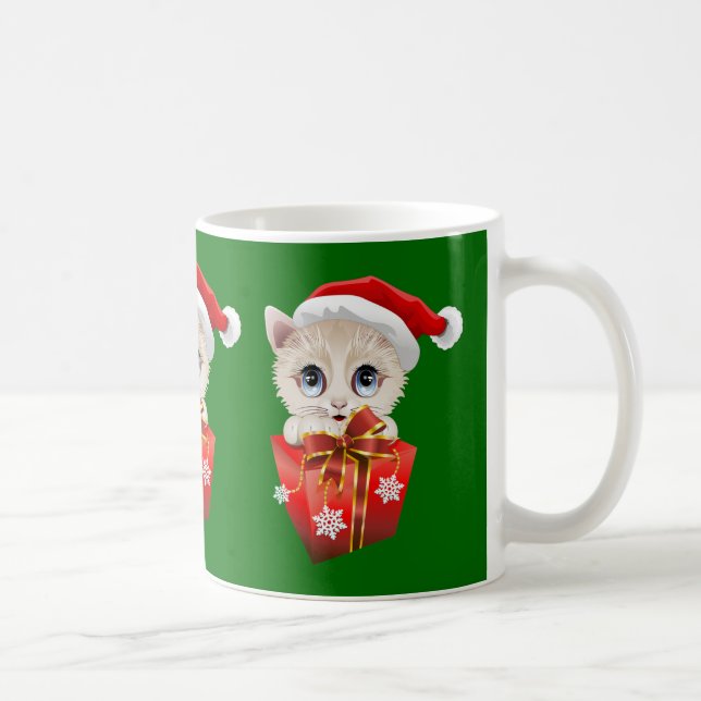Kitten Christmas Santa with Gift Coffee Mug (Right)