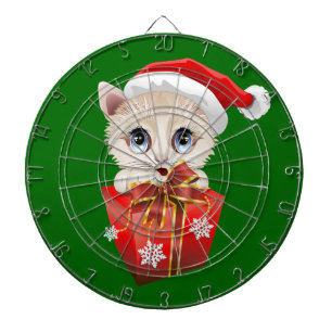 Kitten Christmas Santa with Gift Dartboard