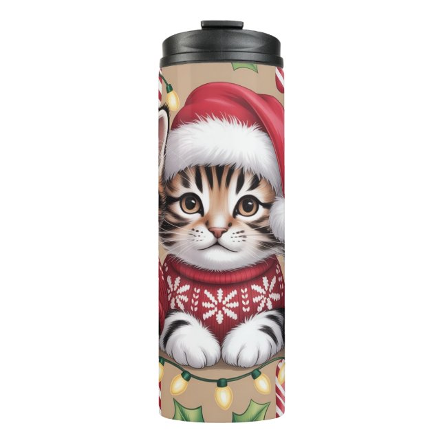 Kitten Christmas Treat Lineup Thermal Tumbler (Front)