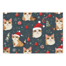 Kitten Christmas Wrapping Paper Sheets