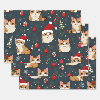 Kitten Christmas Wrapping Paper Sheets