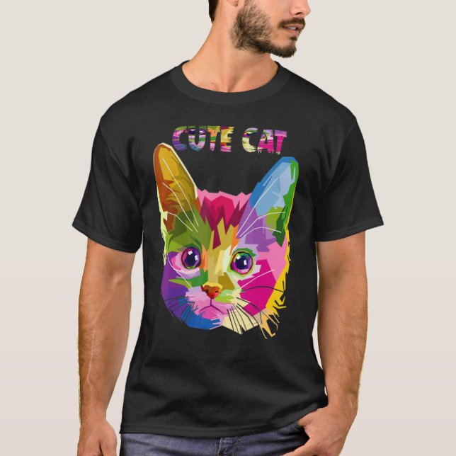 Kitten Colourful  For Cat  Cat Dad Cat Mum 4 T-Shirt (Front)