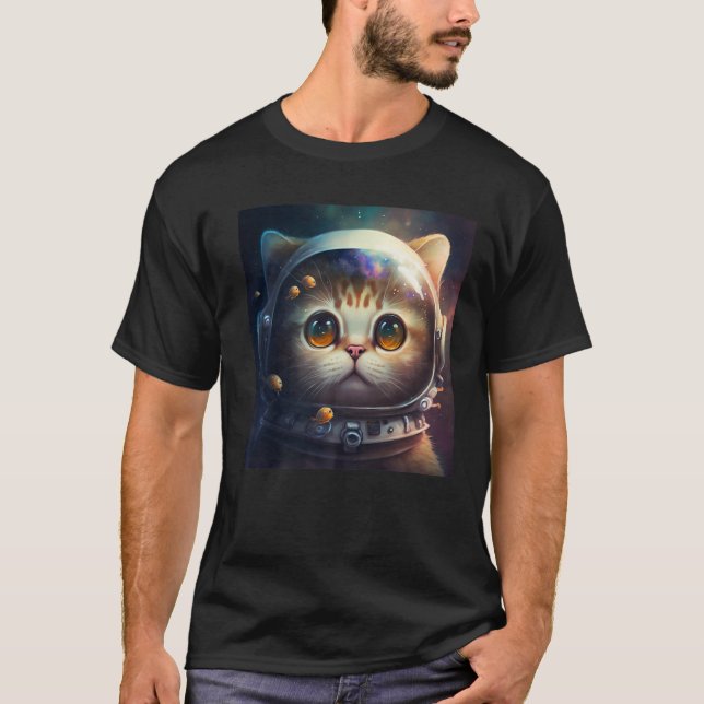 Kitten Cosmic Suit Outer Space Cat Astronaut T-Shirt (Front)