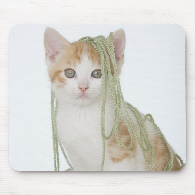 Kitten covered in yarn mouse pad (Front)