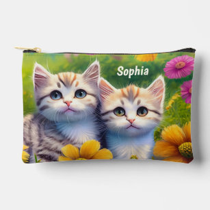 Kitten Cute Animals Personalised Name Accessory Pouch