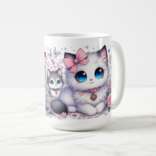 Kitten Cuteness Overload: Sparkling-Eyed Cat & dog Coffee Mug