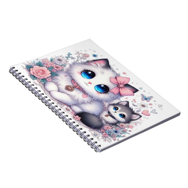 Kitten Cuteness Overload: Sparkling-Eyed Cat & dog Notebook (Right Side)